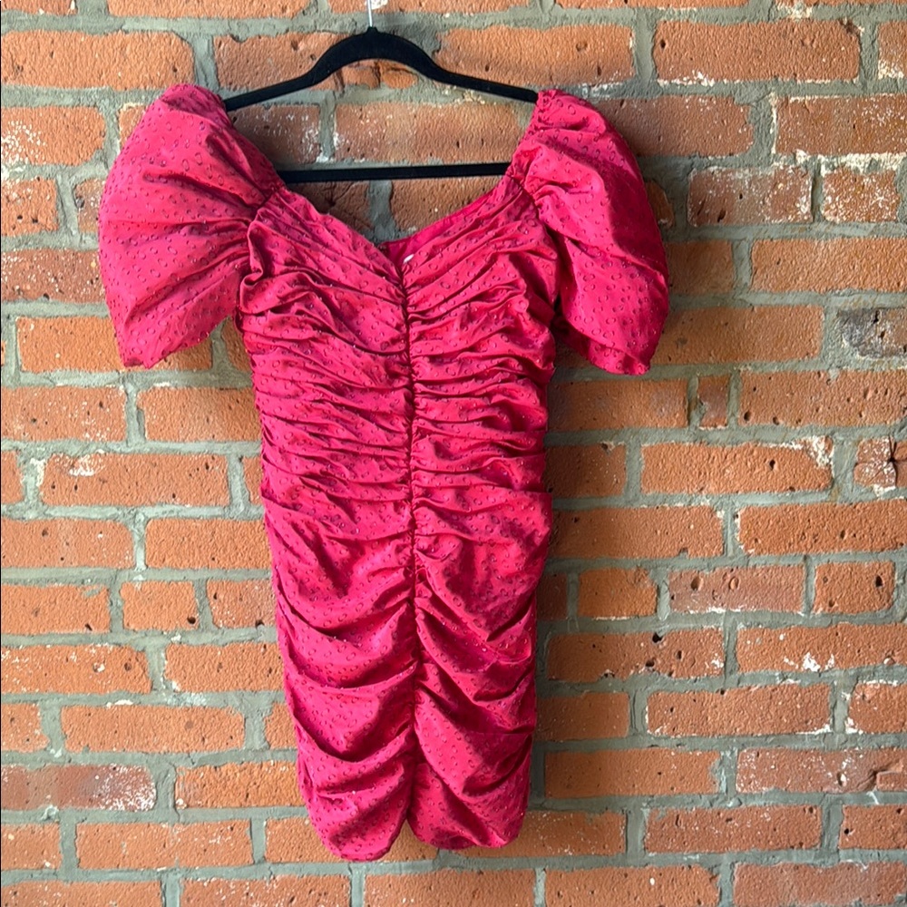 Elegant Red Ruched Women's Dress